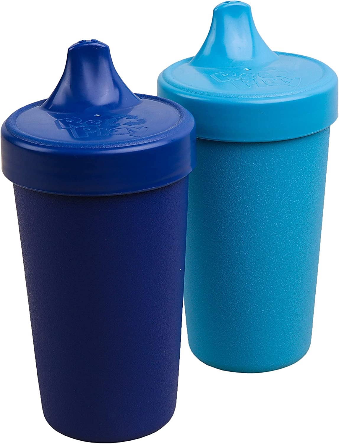 Re-Play | 2pk - 10 oz. No Spill Sippy Cups | 1 Piece Silicone Easy Clean Valve | BPA Free Made From Recycled Plastic | (Navy Blue, Sky Blue)