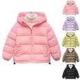 thumbnail image 4 of SERTG Big Kids Solid Color Hooded Coat Zipper Plush Lined Fall Winter Warm Down Cotton Long Sleeve Cold Weather Outerwear for Children 4-12 Years(Black,9 Years), 4 of 5