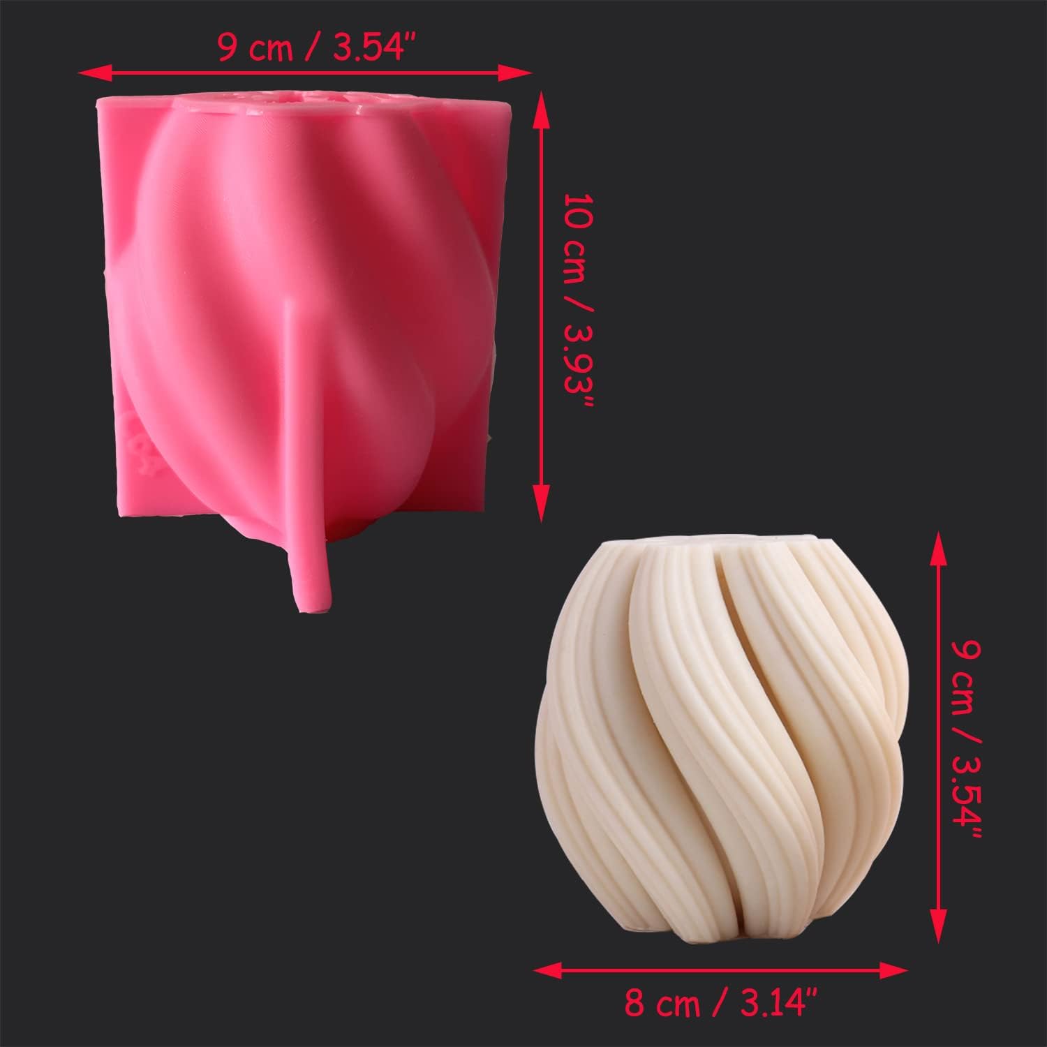 ABPETE 3D Rotated Wave Silicone Candle, Molds Abstract Art Geometric Candle Mold for Candle Making Soaps Making, Wax, Resin Casting DIY Mould