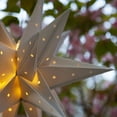 thumbnail image 4 of Aurora Superstar 30" Silver Hanging Moravian Star Light LED Lantern Decor, Weatherproof Fold-Flat Plastic Lighted Star, 4 of 7