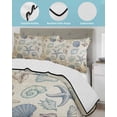 thumbnail image 3 of Quilts Queen Size Bedding Set, Summer Coastal Reversible Summer Quilt 3 Pieces, Marine Beach Seashell Starfish Conch Beige Lightweight Bedspreads Coverlets with 2 Pillow Shams for All Seasons, 3 of 5