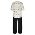 thumbnail image 5 of Yuwull Womens Pajamas Set Short Sleeve Crew Neck Top with Capris Pants Elastic High Waisted Casual Floral Sleepwear Pjs Loungewear Sets Womens Sleepwear Summer Pajamas S-4XL Plus Size On Clearance, 5 of 5