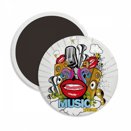 

Graffiti Street Colorful Mouth Stereo Round Ceracs Fridge Magnet Keepsake Decoration