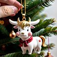 thumbnail image 5 of Christmas Bull Acrylic Ornament Hanging Pendant Christmas Tree Decoration White Bull Ornament Backpack Pendant Charm Wall Decor, 5 of 5