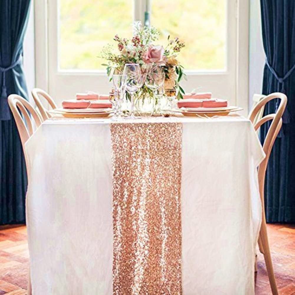 TRLYC 12 by 108-Inch Black Sequin Table Runner For Wedding 