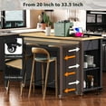 thumbnail image 3 of 47" Kitchen Island with Extendable Table, Rubber Wood Veneer Kitchen Cart Table with Storage, Power Outlet, Rolling Island Cart For Kitchen, Black, 3 of 10