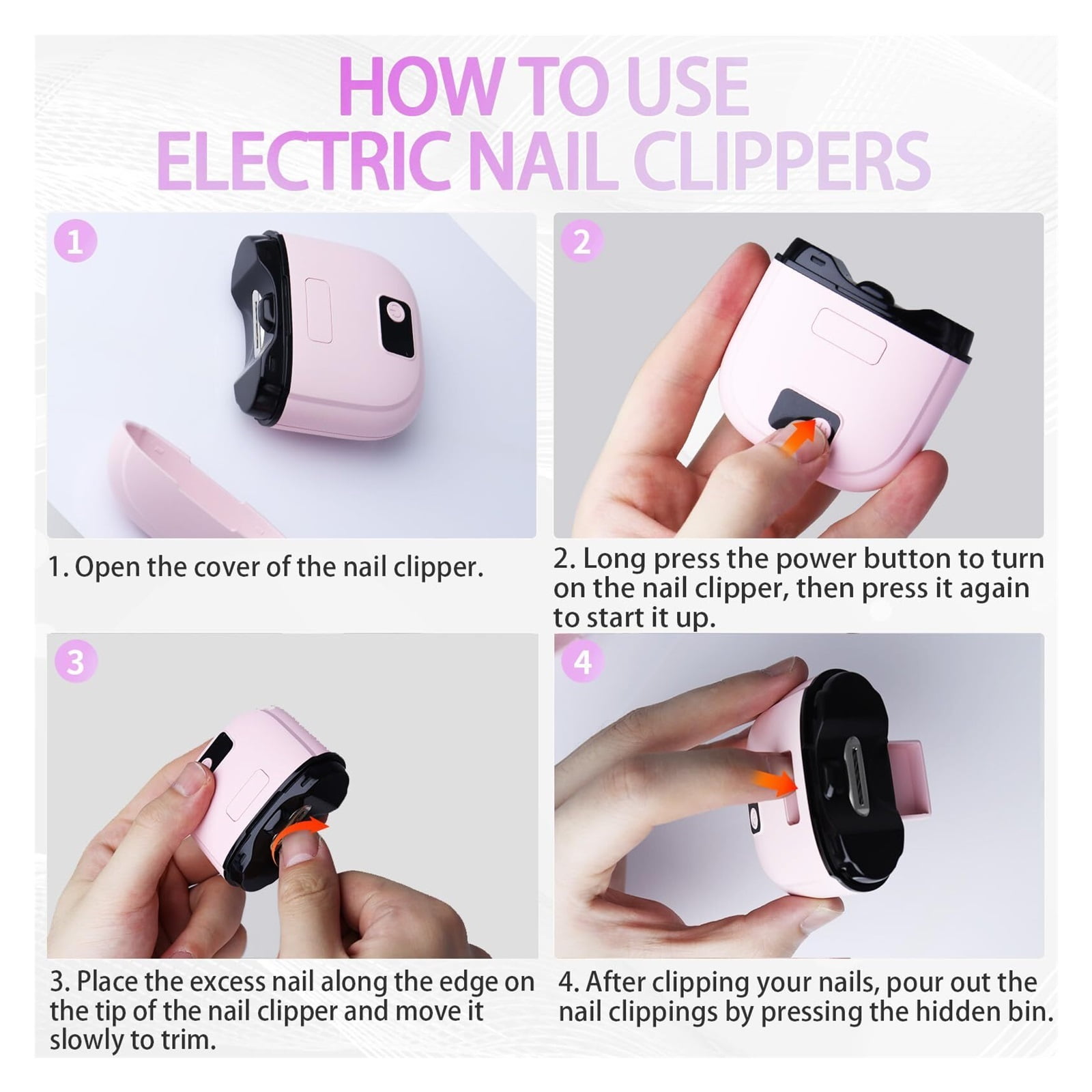 Automatic Electric Nail Trimmer with LCD Digital Display, Electric Nail Clipper with 3-Speeds Levels, USB Rechargeable Safety Nail Clippers for Babies,Children, Adults,Seniors(Pink)