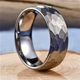 thumbnail image 4 of Tungsten Rings for Men Wedding Bands for Him Womens Wedding Bands for Her 8mm 8mm Silver Hammered Handmade, 4 of 7