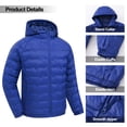 thumbnail image 5 of Muvtei Men's Puffer Jacket Hooded Windproof Full Zip Casual Coat Warm Water Resistant Jacket Lightweight Winter Outerwear Blue-2XL, 5 of 10