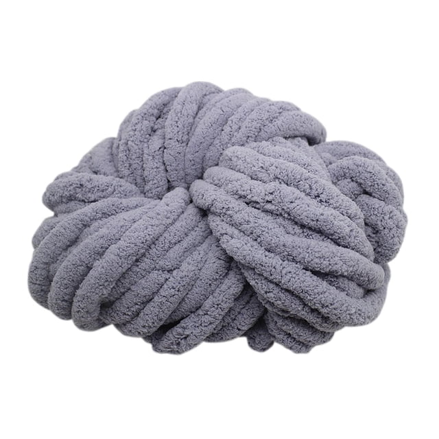 Hilo de chenilla grueso, lavable, calibre 7, hilo de felpa, fibras acrílicas, hilo voluminoso Gris