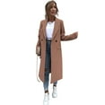 thumbnail image 4 of Abrigo de Lana de Invierno para Mujer, Estilo Informal, con Solapa y Botonadura Sencilla. Caqui L, 4 of 10