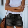 thumbnail image 6 of ClodeEU Women's Mid Rise Distressed Denim Shorts,Rolled Hem Casual Summer Jean Shorts Black,Women's Plus L, 6 of 9