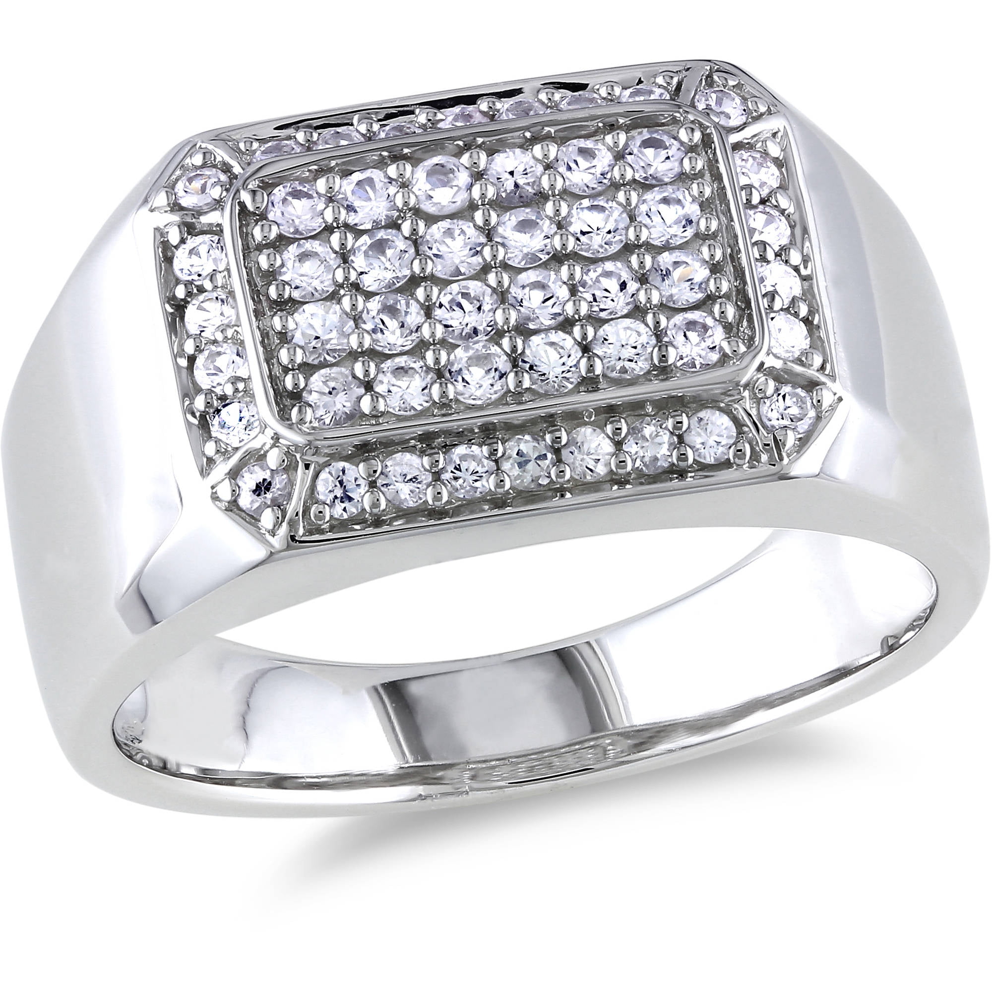 5/8 Carat T.G.W. White Sapphire Men's Ring in Sterling Silver - Walmart.com