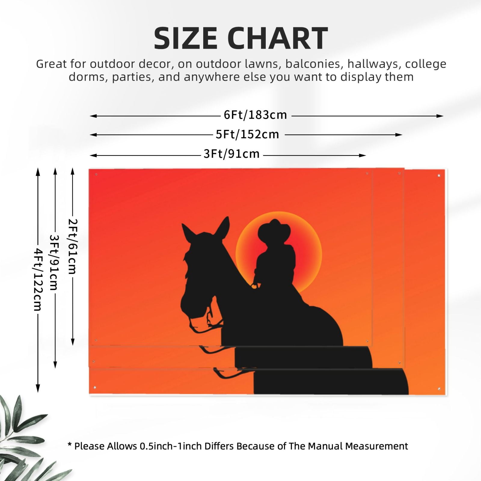 Cowboy Silhouettes Western Horse Four Hole Decorated Banner Flag for Garden Yard Home Decoration Indoor Outdoor 4x6 Ft