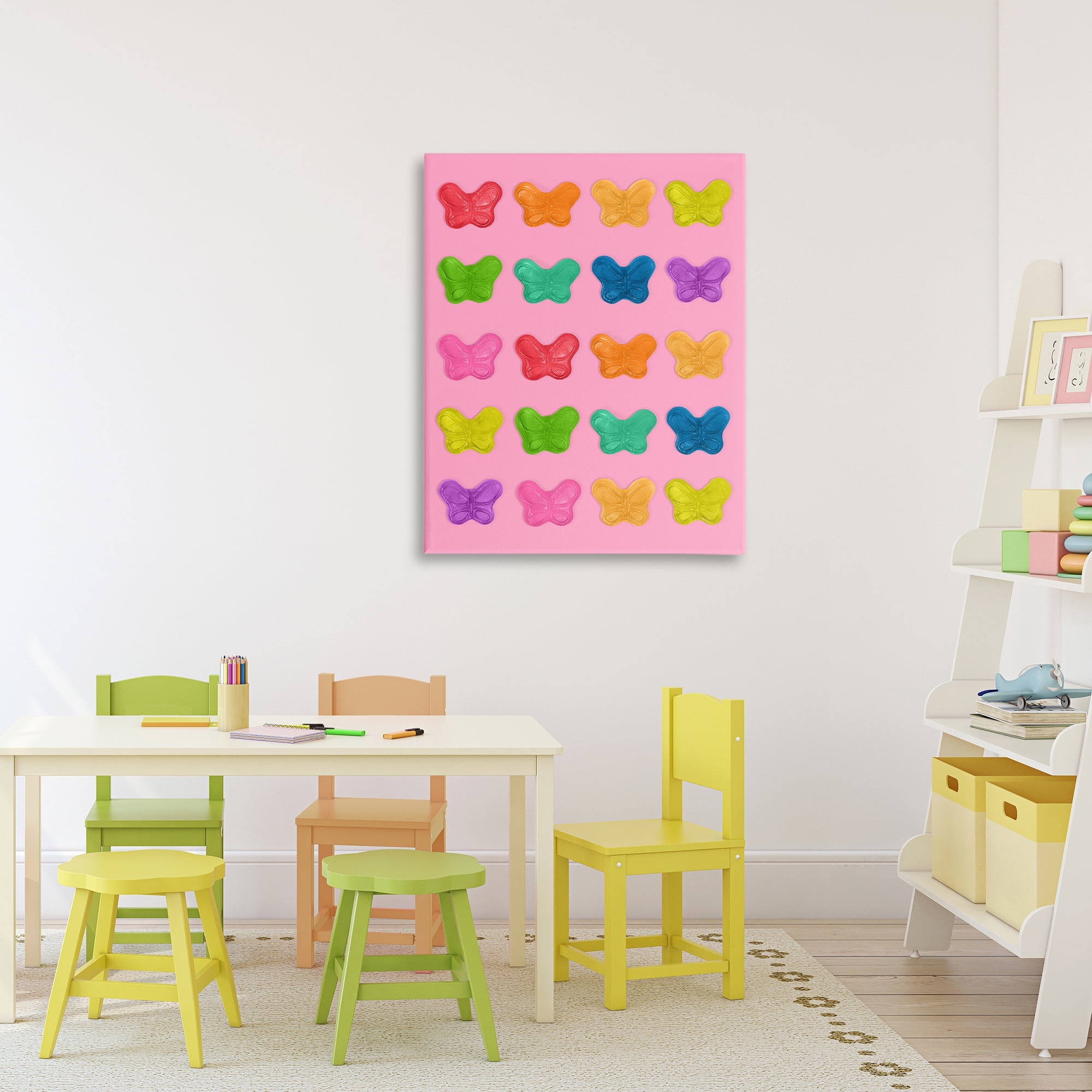 Stupell Industries Colorful Butterflies on Pink Canvas Wall Art, design by LISH Creative