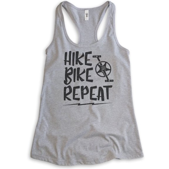 Hike Bike Repeat Tank Top, Ladies Racerback Tank Top, Hike Tank, Hiker Tank, Biking Tank, Bike Tank, Heather Gray, Small