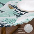 thumbnail image 6 of Round Fitted Tablecloths with Elastic Edge Winter Christmas Trees Oil-Proof Waterproof Wipeable Table Cover for Kitchen Dining Party Decor Snowflakes on Green Background Table Clothes,55" - 60", 6 of 9