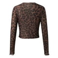 thumbnail image 4 of Lace Shirts for Women Fashion Base Coat Leopard Print Long Sleeve Womens Summer Clothes,Brown,XL, 4 of 8