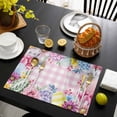 thumbnail image 3 of Easter Flowers Placemats Set of 8, Eggs Spring Floral Rustic Pink Checkered Placemats for Dining Table, Place Mats for Kitchen Tabletop, Waterproof Wipeable Dining Table Mats Set, 3 of 9