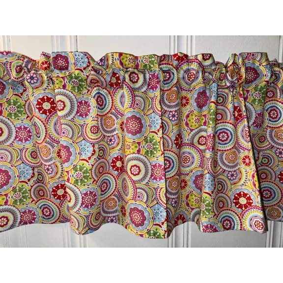 Handmade Modern Circles Valance Curtain Kitchen Window Treatment Curtains 42X14