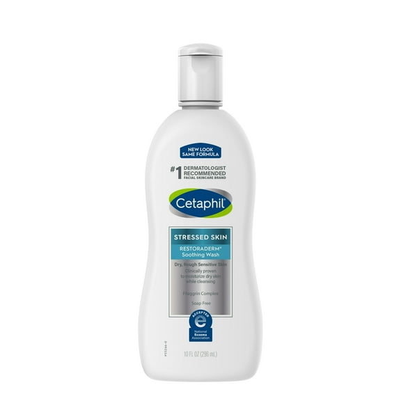 Cetaphil Restoderm Stressed Soothing Wash, for Dry & Rough Sensitive Skin, Fragrance-Free, 10 Oz, 2 Pack