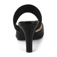 thumbnail image 2 of BLISSFUL STEP Women's Pointed Toe Elastic Strap Stiletto Heelsed Mules Black 7, 2 of 8
