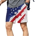 thumbnail image 3 of LEKWK 4Th of July Shorts for Men Outdoor Lightweight Elastic Waist Shorts with Pockets Flag Print Loose Fit Bermuda Shorts Casual Lounge Beach Vacation Everyday Wear Purple M, 3 of 7