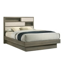 Gem Modern Style two tone Full Bed Made with wood in light Beige & Brown
