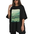 thumbnail image 4 of Plus Size Shirt for Women Black Tops for Women Short Sleeves Shirt for Women Mountain And Fields 3 T Shirt Crewneck Shirt for Women XL, 4 of 5
