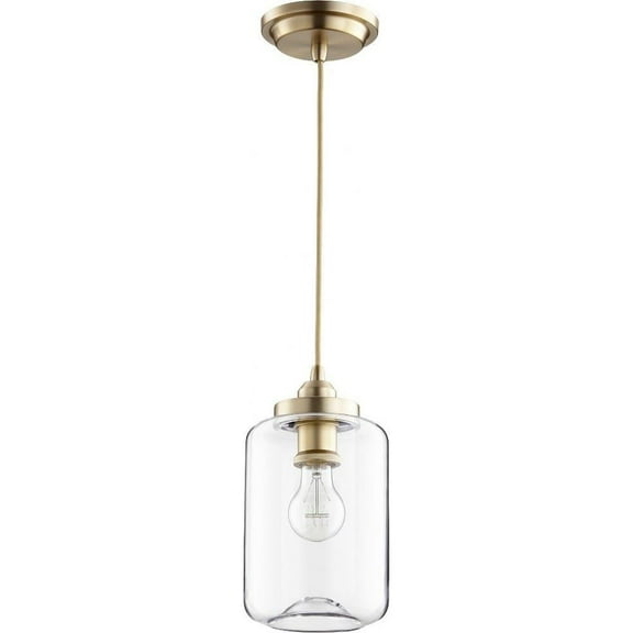 1 Light Pendant in Transitional Style 5.75 inches Wide By 10.75 inches High-Aged Brass Finish Bailey Street Home 183-Bel-3400065