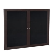 Ghent's 36" x 48" 2 Door Enclosed Rubber Bulletin Board in Black