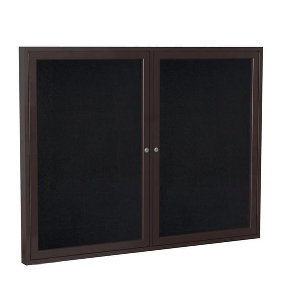 Ghent's 36" x 48" 2 Door Enclosed Rubber Bulletin Board in Black