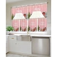 thumbnail image 4 of Pink Christmas Kitchen Curtains Swag Valance and Tier Curtains Set 24 Inch Length, Santa Snowman Snowflake Elk Xmas Tree Rod Pocket Drape Panels Pair Swag Curtains for Bathroom/Cafe/Window, 4 of 6
