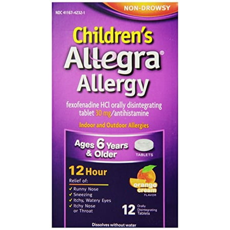 2 Pack Allegra Children's 12 Hr Allergy Relief, Orange Cream Flavored, 12