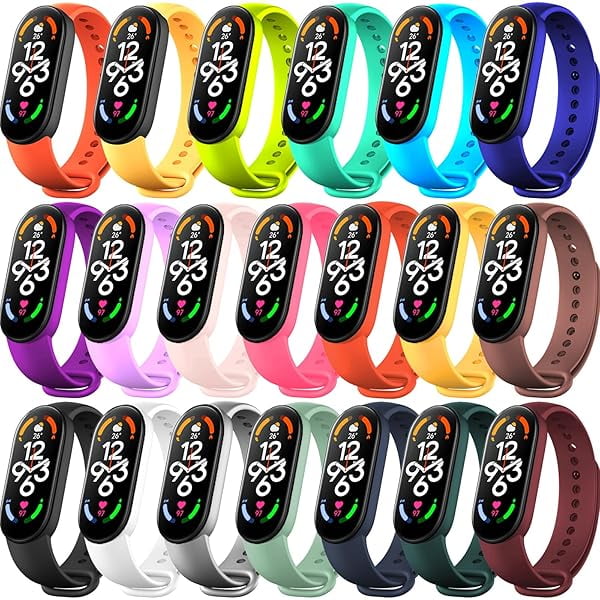 wonima11 20 Pieces Strap Replacement Compatible with Xiaomi Mi Band 7/6 / 5 and Amazfit Band 5, Bands for Xiaomi Mi Band 7 Bracelet Wristbands Accessories for Mi Fit 6 Straps (20 Colors)