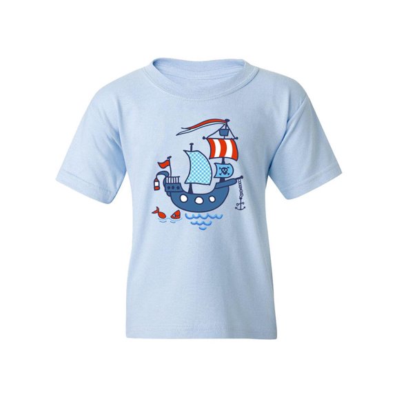 Pirate Ship And Little Fish T-Shirt Juniors -Image by Shutterstock,  Medium