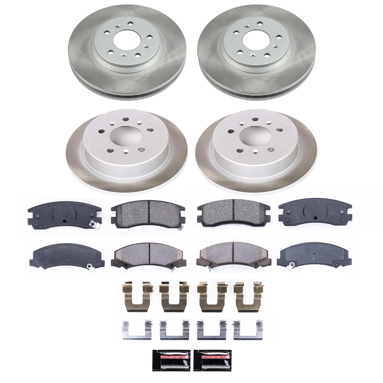 PowerStop Front and Rear Semi-Coated Rotor and Low-Dust Ceramic Brake Pad Kit SC1438