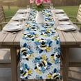 thumbnail image 4 of Gray Blue Bees Farmhouse Table Runner 72 Inches, Spring Summer Botanical Flowers Bed Runner Dresser Scarves Tabletop for Indoor Outdoor Parties/Ceremony/Banquet, 16" x 72", 4 of 9