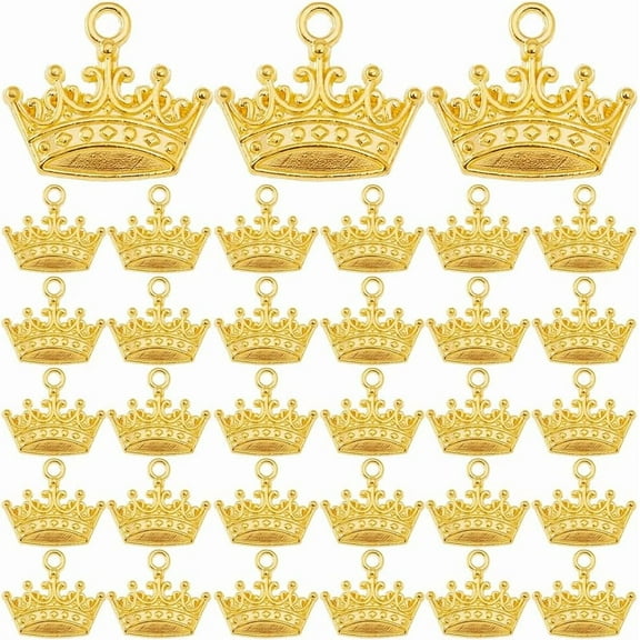 80Pcs Vintage Crown Pendants Small Crown Charms Alloy Tiara Charm Cute Jewelry Charms for Necklace Bracelet Jewelry Making