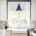 thumbnail image 3 of Christmas Tree Kitchen Curtains and Valances Set, Abstract Blue Trees Elk Gift Bird Star Art Rod Pocket Window Valance Window Curtain Panels for Living Room Bedroom Laundry, 27.5x24in, 3 Pieces, 3 of 7