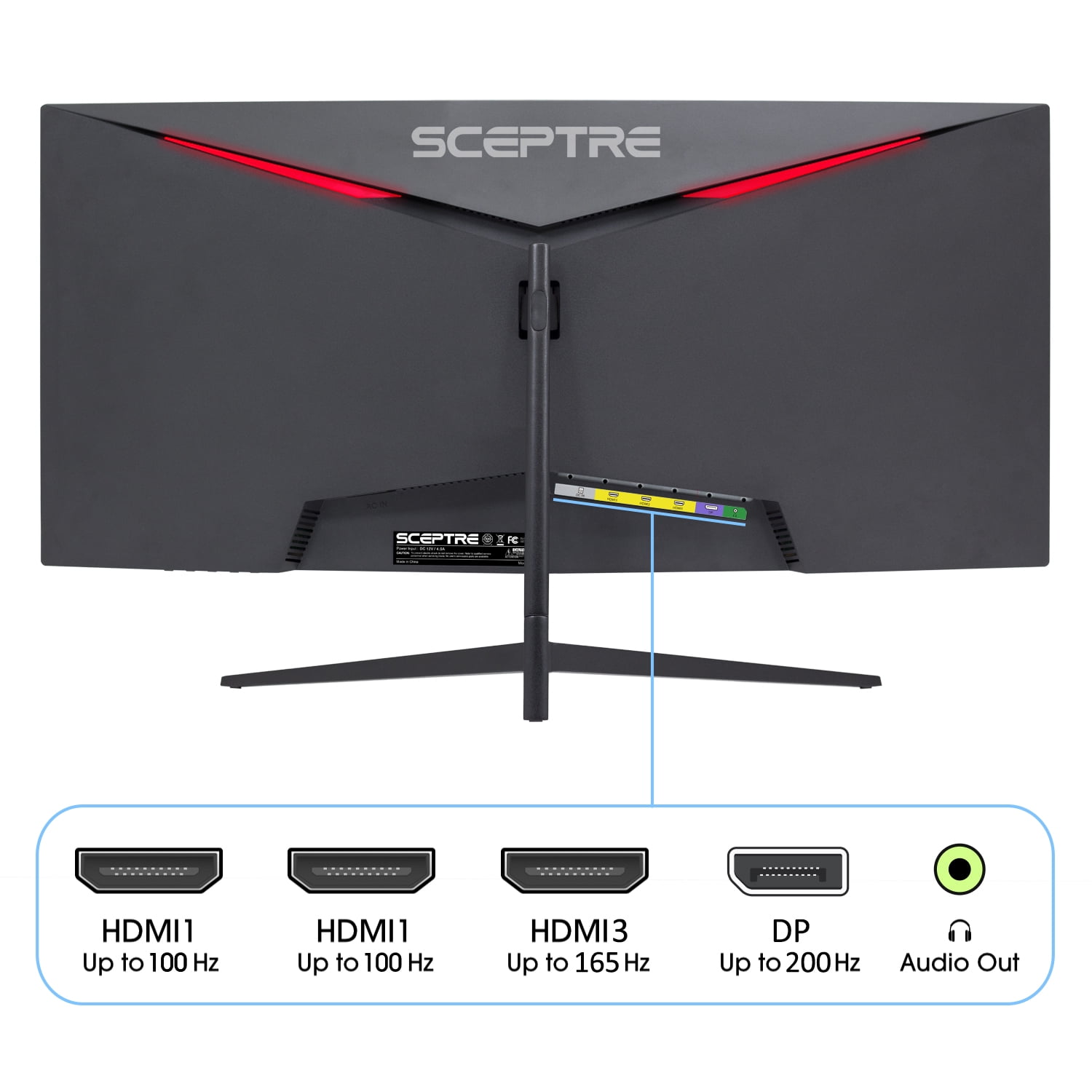 Sceptre C305B-200UN - LED monitor - curved - 30" - 2560 x 1080 UWFHD @ 200 Hz - VA - 270 cd/m - 3000:1 - 5 ms - 3xHDMI, DisplayPort - speakers - black