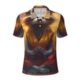 thumbnail image 2 of Daiia Sunset Flower Meditating Raccoon Pattern Men’s Polo Shirts,Solid Deck Shirt,Classic Fit, Breathable Cotton Polo for Casual and Sport Wear-Medium, 2 of 7