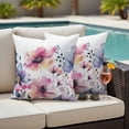 thumbnail image 5 of Spring Floral Pillow Covers 2 Pack Pink Blue Wildflowers Plants Farmhouse Style Pillowcase Waterproof Outdoor Throw Pillow Cover for Patio Garden Square Cushion 18”x18”, 5 of 9