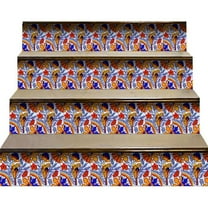 HomeRoots 390845 6 x 6 in. Orange Red & Blue Peel & Stick Removable Tiles