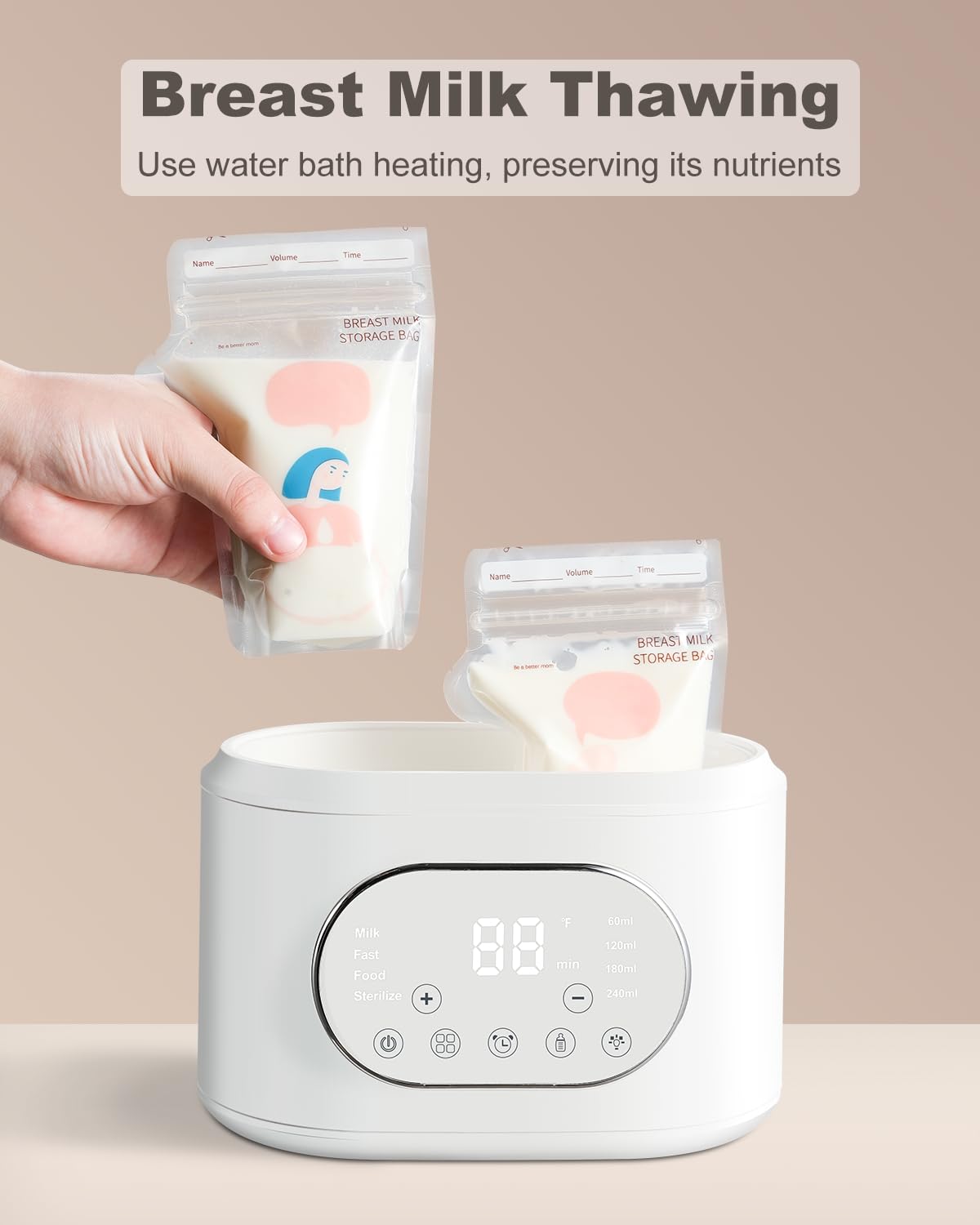 AMZBABYCHEF 10-in-1 Fast Baby Bottle Warmer for Breastmilk & Formula with Timer Accurate Temp Control