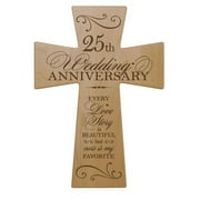 LifeSong Milestones 25th Wedding Anniversary Maple Wood Wall Cross Gift for Couple