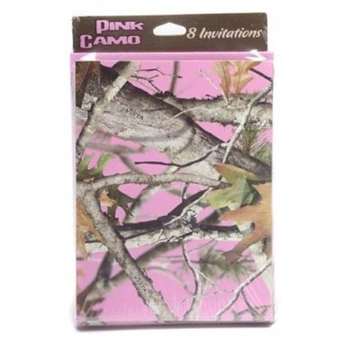 Pink Camo Invitations (8 Pack) - Party Supplies