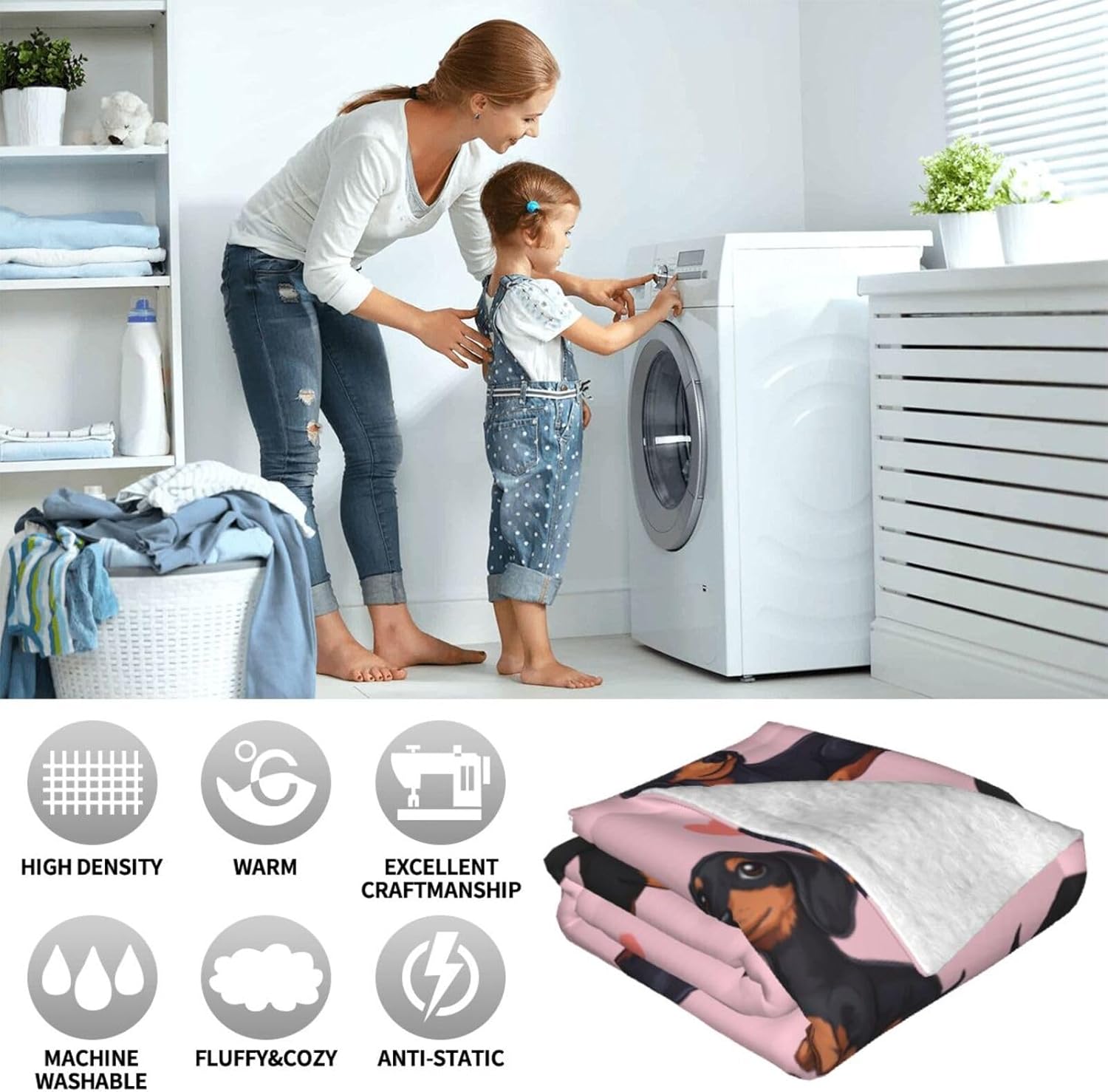 Dachshund Blanket Flannel Dachshunds Dog Throw Blanket Ultra Soft Cozy Fleece Decor Blankets Gift for Kids Boys Girls Adults Couch Sofa Bed 50" x 40"