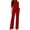 Red, variant on Staron Women's Casual Jumpsuit Pants Fashionable Solid Color Comfortable Standing Collar Wide Leg Sleeveless All Season Loose Fit, Wine XXL
