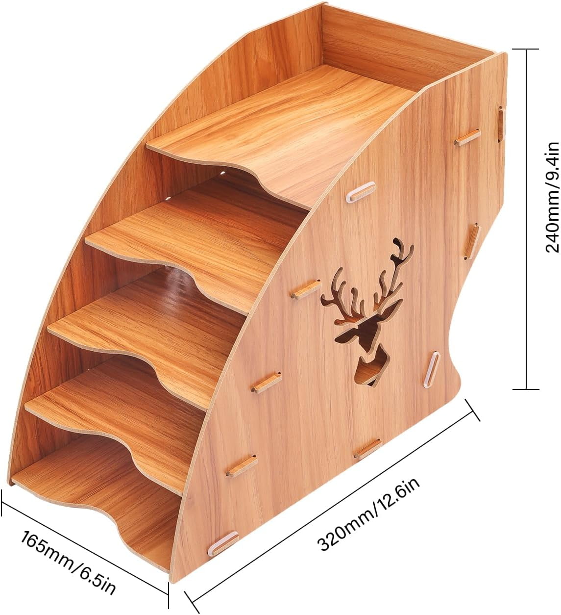 5 Slots Wooden Invoice Bill Storage Rack Desktop Paper Organizer File Holder Document Letter Sorter Tray Mail Rack for Home Office Peru